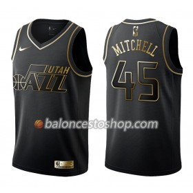 Camiseta Hombre NBA Utah Jazz Donovan Mitchell 45 Nike Negro Golden Edition Swingman